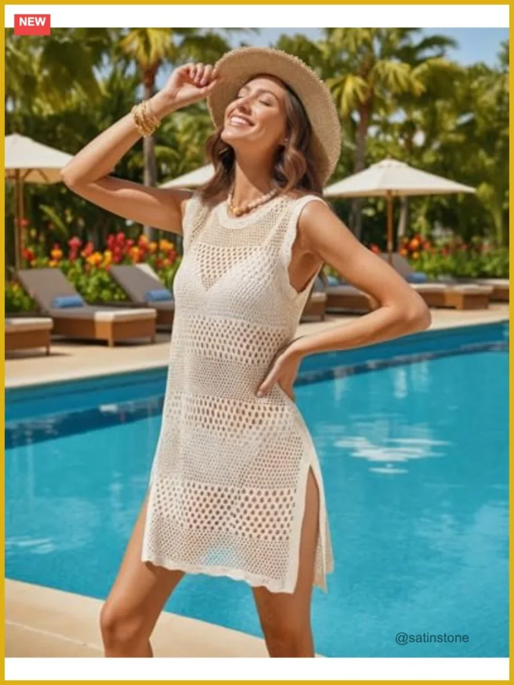 Crochet Cover Up Swimsuit Coverup Women Beach Dress Vacation Outfits